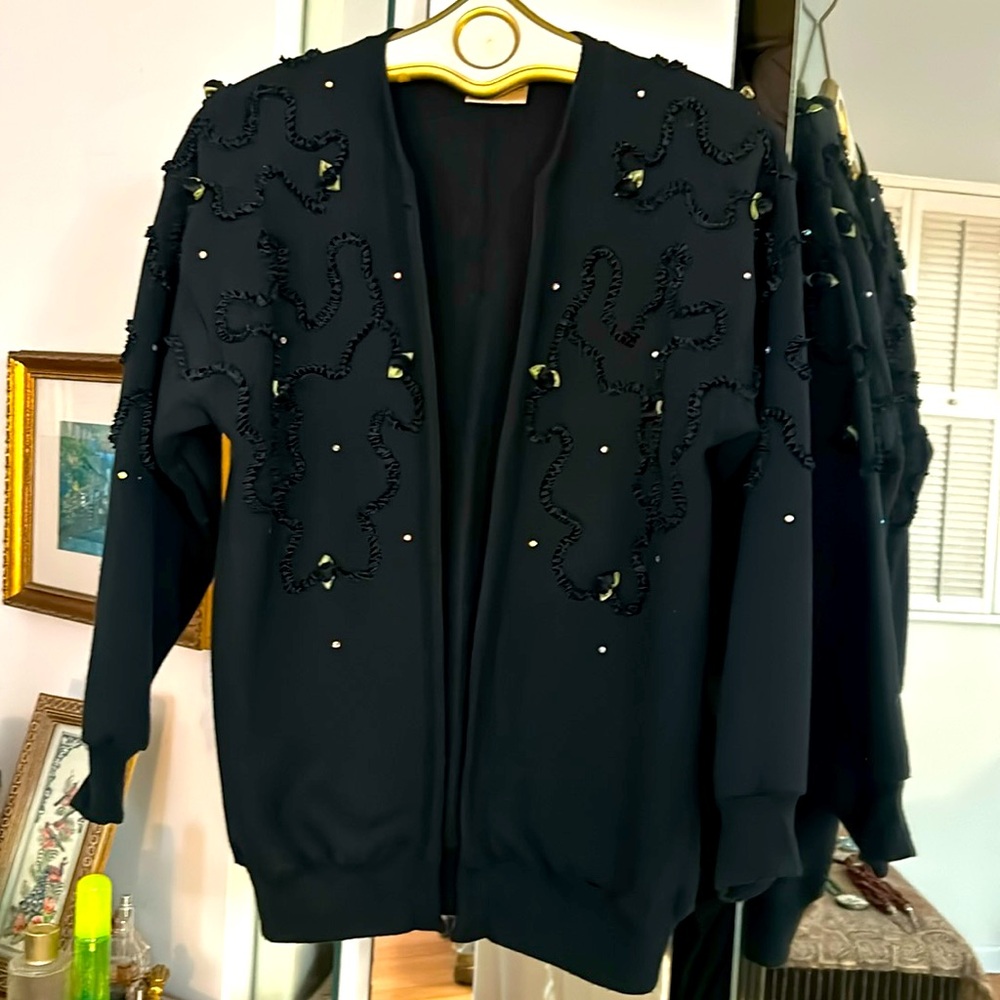 Vintage Ruffles Brand Embellished Sweatshirt Cardigan